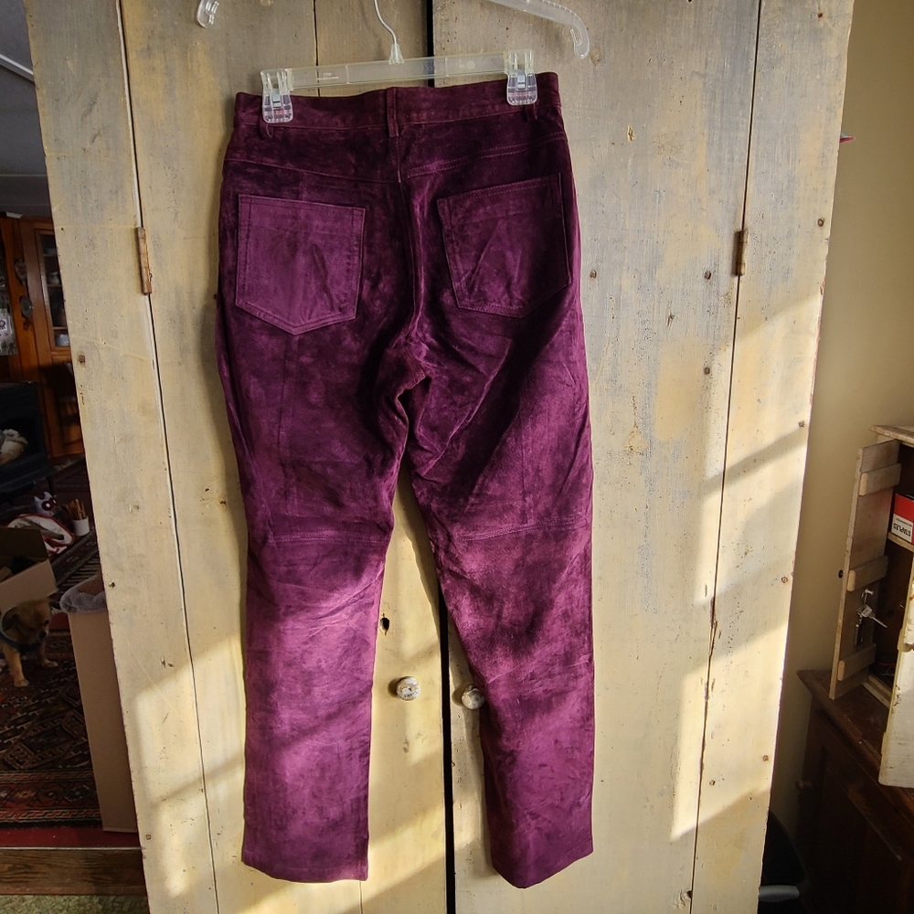 Suede pants purple
